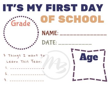 First Day of School – Free Printable