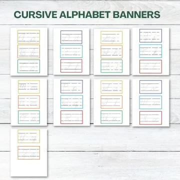 Cursive Alphabet Banners - Letters to Learn Alphabet in Cursive